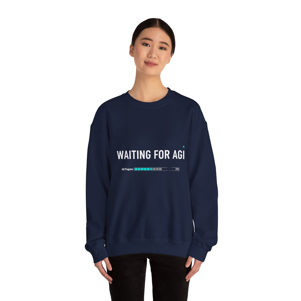 WAITING FOR AGI Sweatshirt — Futuristic Tech Crewneck for AI Enthusiasts