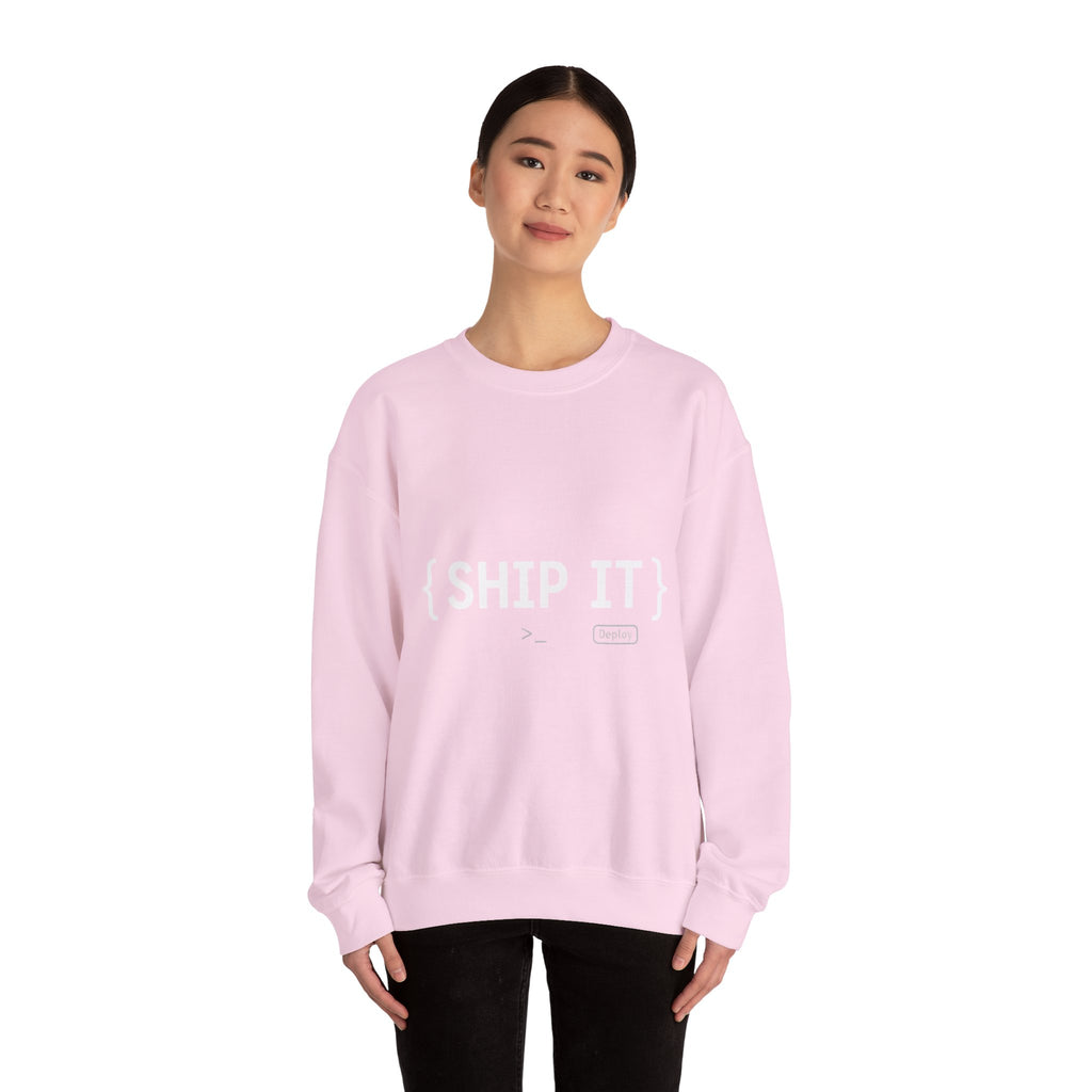 SHIP IT Crewneck Sweatshirt — Bold Text Graphic Shipping Enthusiast Pullover