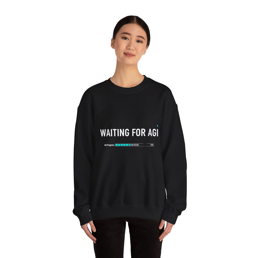 WAITING FOR AGI Sweatshirt — Futuristic Tech Crewneck for AI Enthusiasts