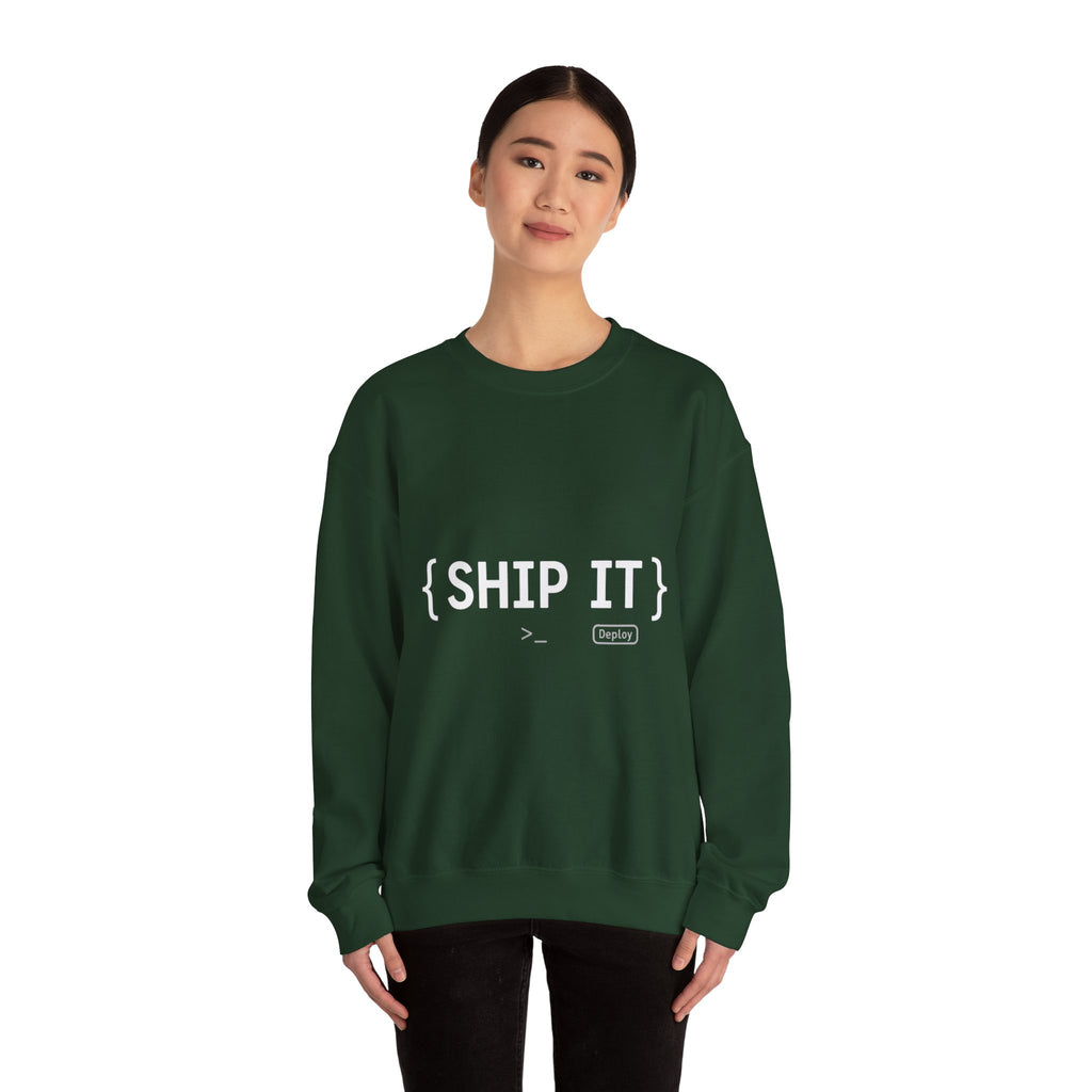SHIP IT Crewneck Sweatshirt — Bold Text Graphic Shipping Enthusiast Pullover