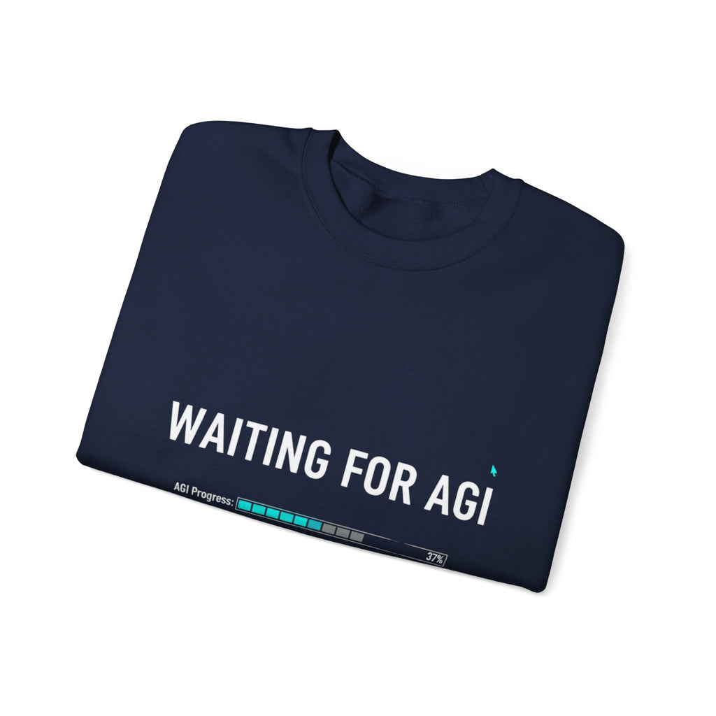 WAITING FOR AGI Sweatshirt — Futuristic Tech Crewneck for AI Enthusiasts
