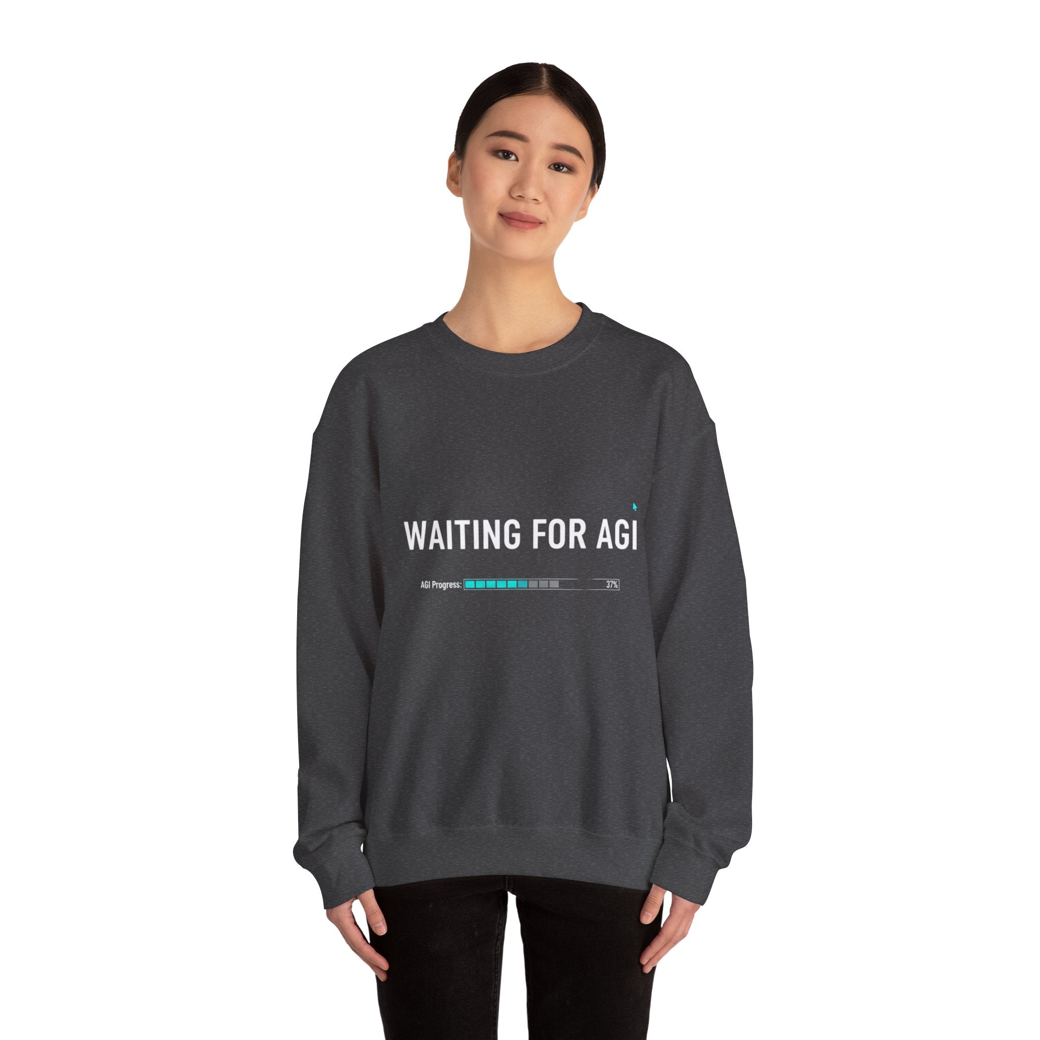 WAITING FOR AGI Sweatshirt — Futuristic Tech Crewneck for AI Enthusiasts