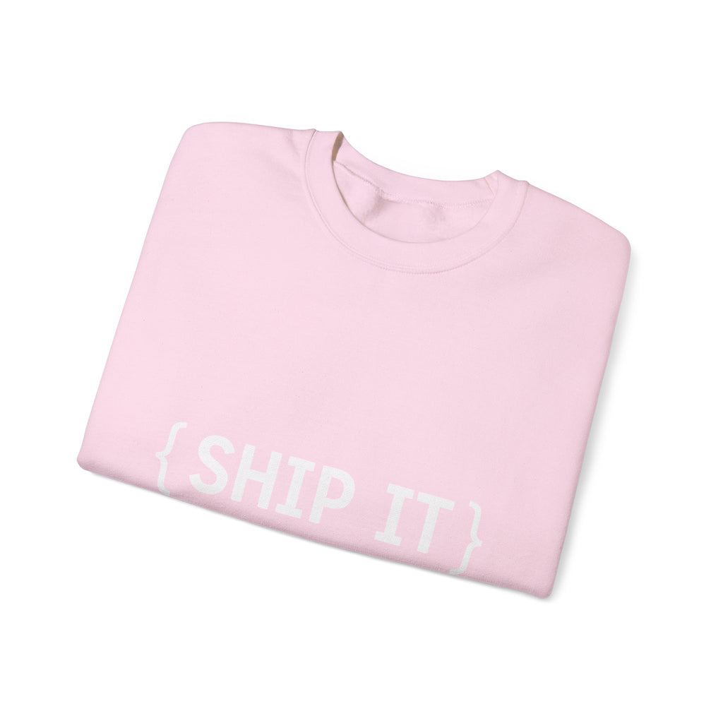 SHIP IT Crewneck Sweatshirt — Bold Text Graphic Shipping Enthusiast Pullover
