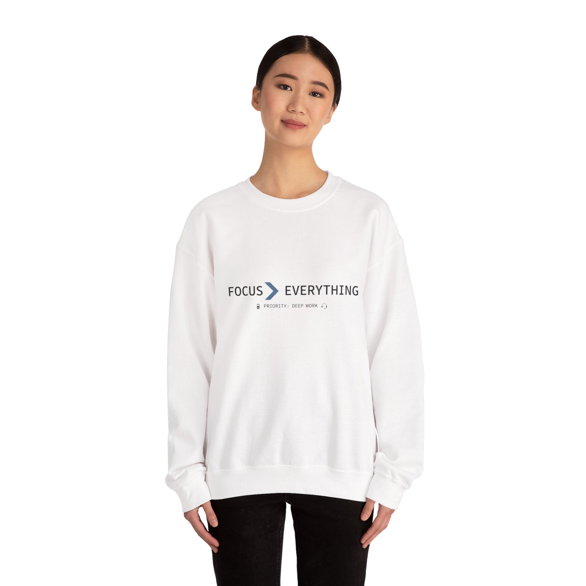 FOCUS > EVERYTHING Crewneck Sweatshirt — Minimalist Concentration Pullover