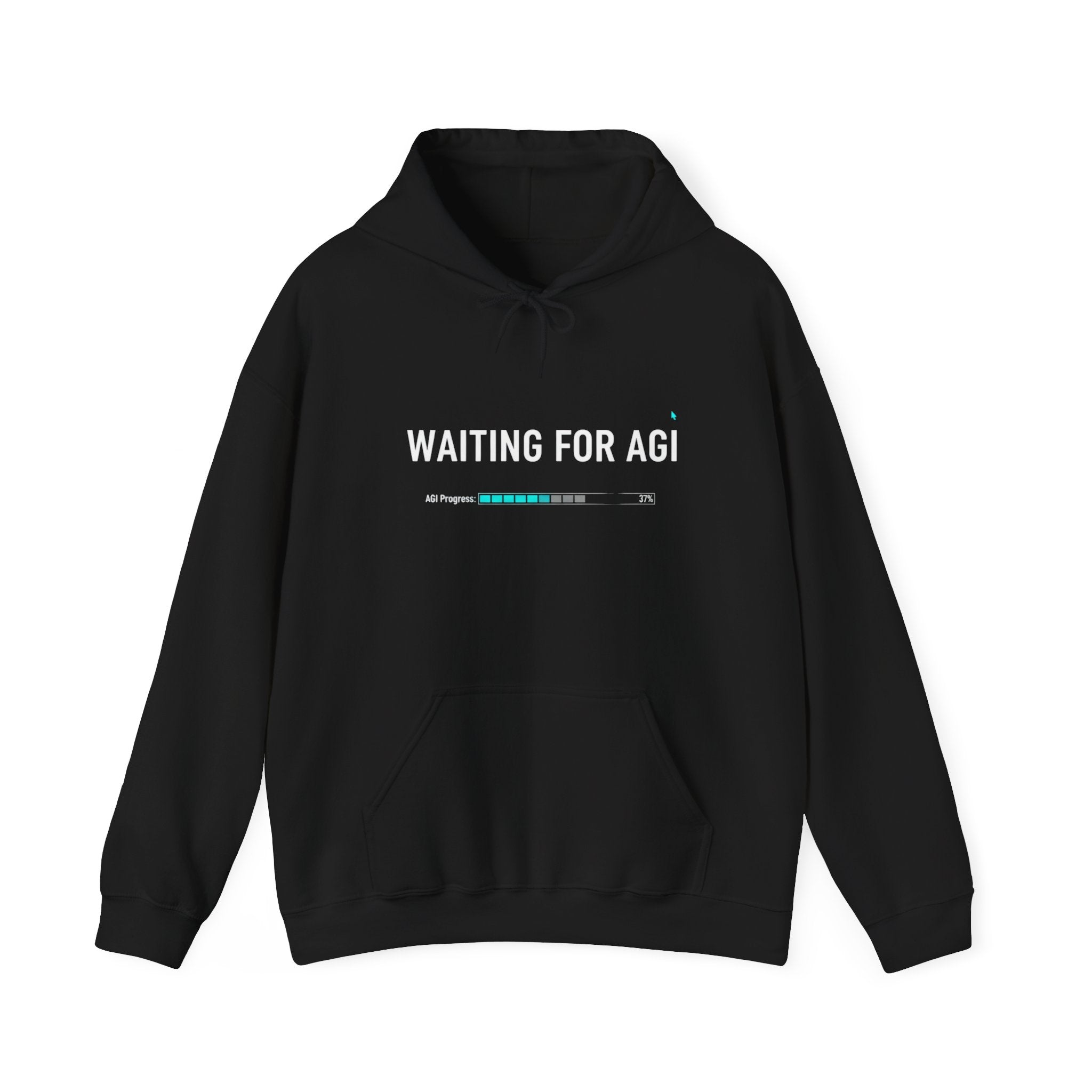 Waiting for AGI Hoodie — Futuristic AI Humor Sweatshirt