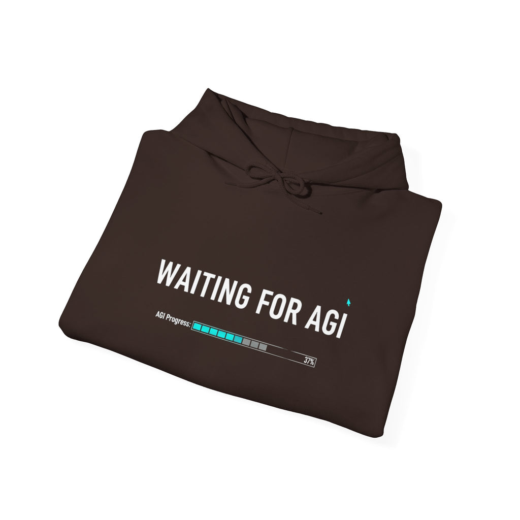 Waiting for AGI Hoodie — Futuristic AI Humor Sweatshirt