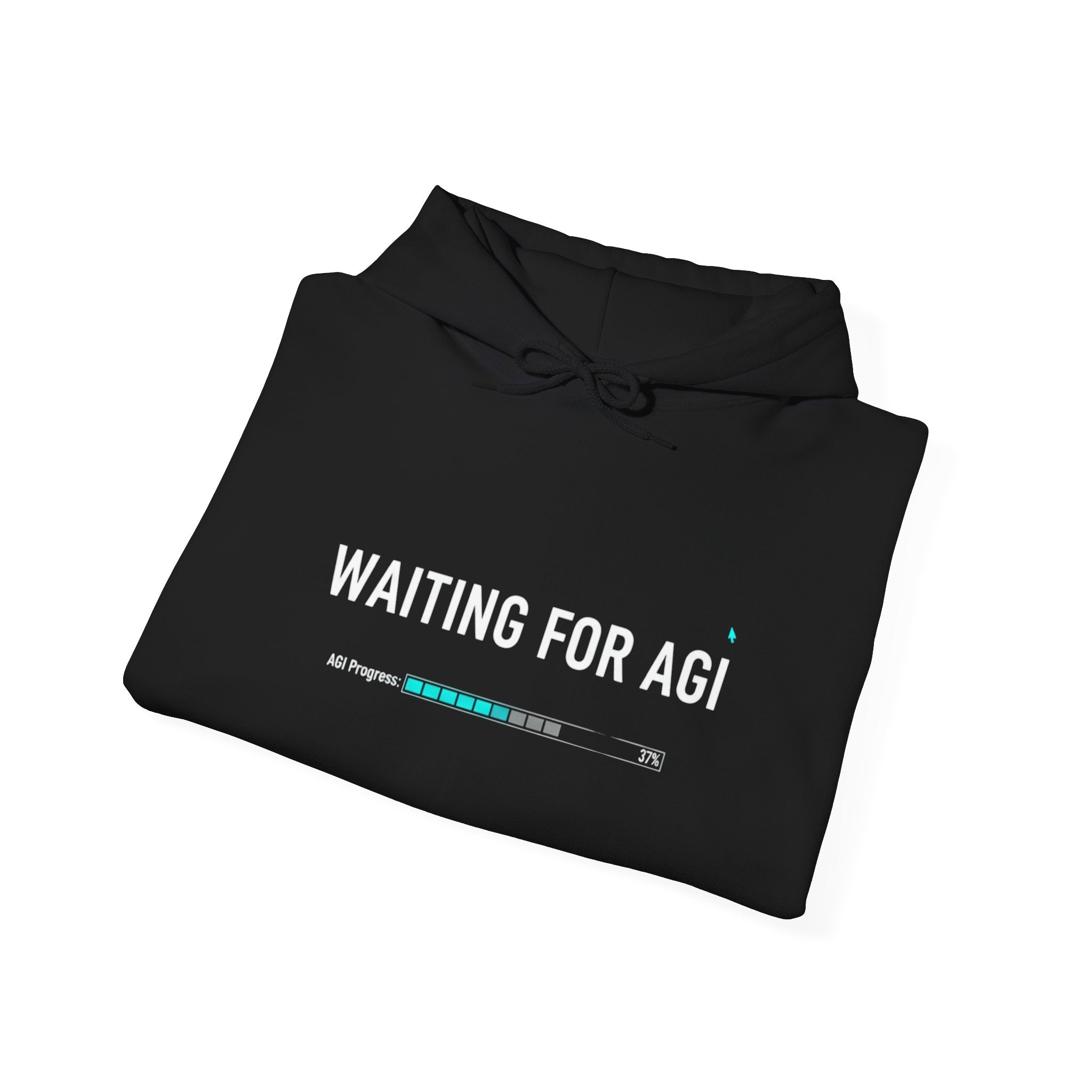 Waiting for AGI Hoodie — Futuristic AI Humor Sweatshirt